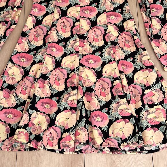 Vintage 90s Ashley Brooke Long Sleeve Floral Rayon Swing Dress VTG 10 / Modern 6 - Picture 14 of 15